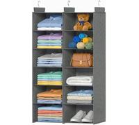 Organisateur de placard suspendu à double rangée - 3 crochets robustes - Pliable et gain de place - 6 niveaux