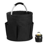 Organisateur de Produits de Nettoyage, Panier Menage, Pliable Sac à Outils de Nettoyage avec 6 Poches Extérieures, Organiseur de Nettoyage Multi Poches, Panier à Outils de Seau, pour Voyage, Noir