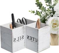 Organisateur de puits de bois - Entreposage de cuisine - Design économique - 26x26x18 cm - Blanc