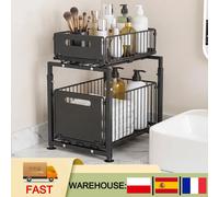 Organisateur de rangement à 2 niveaux sous l'évier, étagère coulissante pour armoire de cuisine, pour des comptoirs bien rangés et sans désordre black