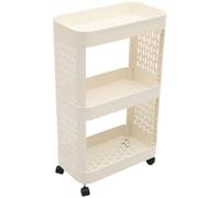 Organisateur de Rangement à Roulettes Beige en Plastique, Multifonction | Grosse Capacité de Stockage, Facile à Ranger, pour Salon et Balcon, Usage Domestique Polyvalent