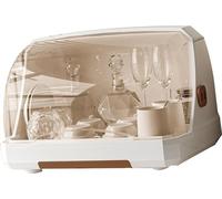 Organisateur de rangement multifonctionnel Porte-tasses de bureau Porte-tasses séchantes Porte-tasses en verre anti-poussière avec couvercle Drainage Grand Marron