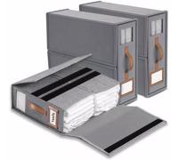 Organisateur de rangement pour literie - Pliable - Avec fenêtre et étiquette - Gris - Lot de 3