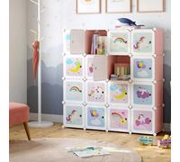 Organisateur de rangement Rootz Pink 16 cubes - Système de rangement pour placard à monter soi-même - Système de rangement modulaire - Panneaux en plastique PP - Structure métallique - Connecteurs en
