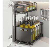 Organisateur de rangement sous évier à 2 niveaux coulissant, étagère de cuisine réglable, organisateur de placard extractible, support de rangement pour pots à épices Type A 2pcs