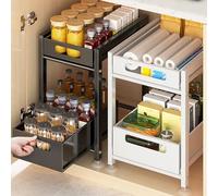 Organisateur de rangement sous l'évier en acier au carbone | Restaurant de cuisine multicolore de plusieurs tailles : rangement peu encombrant(White,29*40*41.5cm)