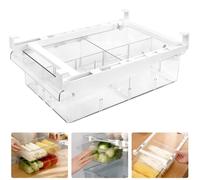 Organisateur de réfrigérateur - Boîte de rangement coulissante - Plastique PET - 2 compartiments - Rangement pour boissons