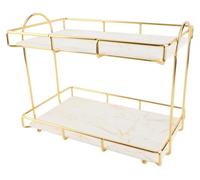 Organisateur de salle de bain, 2 niveaux - Étagère de rangement multifonctionnelle - Robuste et durable - Pour le stockage des produits de soin et du maquillage - Finition dorée