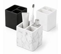 Organisateur de salle de bain en silicone à 3 compartiments avec trous de drainage, porte-brosse à dents et porte-dentifrice pour brosse à dents électrique, rasoir, pinceau de maquillage, bureau, évie