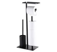 Organisateur de salle de bain indépendant - Porte-rouleau de papier toilette - Porte-brosse WC - Rangement pour téléphone portable - Rangement fermé pour papiers - Séparation de l'humidité - Acier ino