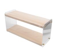 Organisateur de Station de Bar à Café à 2 Niveaux Design Ouvert Stable | Finition Bois Élégant, Structure Renforcée, Gain de Place Compact, pour Cuisines D'appartement