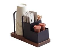 Organisateur de tasse à café et de couvercle - Base en bois de distributeur | L'organisateur Élégant Pour Tasses À Café Et Couvercles Comprend Une Base En Bois Naturel Et Une Conception À Plusieurs Compa