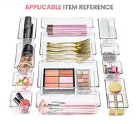 Organisateur de tiroir 17 pièces avec 4 tailles, organisateur de coiffeuse pour maquillage, cuisine, salle de bain, bureau, insert de tiroir, système d'organisation de maquillage, boîte de rangement t