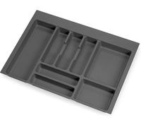 Organisateur de tiroir à couverts - Insert pour tiroir de cuisine - Rangement à couverts - Format adaptable - 636 x 482 mm - Gris anthracite