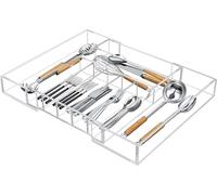 Organisateur de tiroir de cuisine en acrylique - couverts et ustensiles - organisateur de couverts extensible - tiroir à couverts cuisine bureau salle de bain - accessoires - clair - 21 pouces