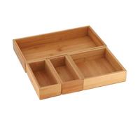 Organisateur de tiroir en bambou avec 4 boîtes de rangement superposables - Tendance