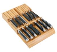 Organisateur de tiroir en bambou pour 12 couteaux et un aiguiseur, dimensions : 42,2 x 24,5 x 4,5 cm