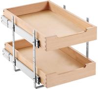 organisateur de tiroir en bois extensible à 2 niveaux - 315x533x76mm - Idéal pour l'organisation de la cuisine et de la salle de bain