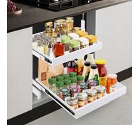 Organisateur de tiroir extensible à 2 étages - Longueur réglable de 41 à 60 cm - Pour armoires de cuisine, sous l'évier, salle de bain et buanderie - Blanc