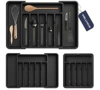 Organisateur de tiroir extensible - WELLHAUS - Expandable - 8 compartiments - Réglable 33-57 cm - Noir mat
