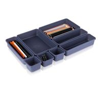Organisateur de tiroir modulaire - VILDE - 8 pièces - Graphite - Modulaire - 2x grand conteneur 23,5x16x4,5 cm