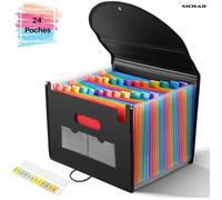 ORGANISATEUR DE TIROIR Trieur à Soufflets Classeur Rangement Papier Chemise Trieur Plastique 24 Compartiments Avec Couvercle A4