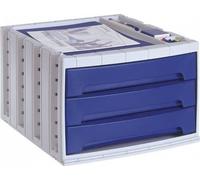 Organisateur de tiroirs, 3 tiroirs, bleu, fabriqué à partir de matériaux recyclés, série 6000
