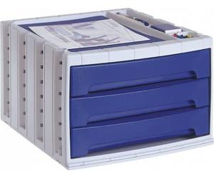 Organisateur de tiroirs, 3 tiroirs, bleu, fabriqué à partir de matériaux recyclés, série 6000