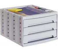 Organisateur de tiroirs avec 3 tiroirs, couleur gris, fabriqué de manière durable