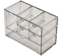 Organisateur de tiroirs compact Unyqoos®, gain de place, 6 tiroirs transparents, en plastique, 18 x 9 x 12 cm – fixation murale possible, idéal pour le bureau, les bijoux et le maquillage