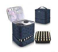 Organisateur de vernis à ongles avec compartiments de grande capacité | Trousse de maquillage portable en PVC imperméable pour voyage, salon et usage quotidien - Noir