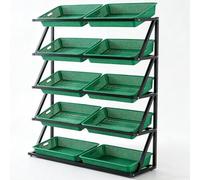 Organisateur d'étagère pour fruits, légumes et snacks, Présentoir à paniers | Rayon de présentation pour supermarché, Étagère de marché à 5 niveaux, Rangement pour fruits et légumes(Green)