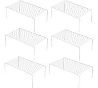 Organisateur d'étagères, étagère métallique en acier inoxydable, étagère grillagée pour placards de cuisine, organiseur de placard, égouttoir, garde-manger, aliments et ustensiles de cuisine (blanc, 6