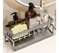 Organisateur d'évier de cuisine en plastique ABS, égouttoir auto-drainant, support pour savon et éponge, porte-serviettes et panier filtrant HMJ-black with pole