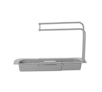 Organisateur d'évier de Cuisine Support d'évier télescopique Panier de vidange de Rangement Extensible avec Cintre pour torchon Gris
