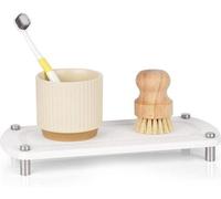 Organisateur d'évier Instant Dry Cuisine Organisateur d'évier Stand Riser Diatomeeerde pied piédestal avec RVS protection du pied pour la maison moderne - support éponge pour le plan de travail (Blanc