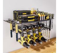 Organisateur d'Outils ÉLectriques De Rangement Outils Mural ÉTagèRe à Porte Outils Mural à 4 Niveaux, Rangement Garage Atelier Support Outils Mural Pour Garage, Atelier, 60x24.5x16.5 cm (Noir)