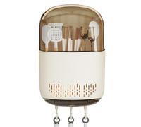 Organisateur d'ustensiles - Support mural sans perçage pour cuisine, support adhésif de rangement pour couverts, cuillère, fourchette, baguettes et spatule. Design peu encombrant avec système