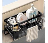Organisateur Évier Inox Auto-Drain, Rangement Sous Évier Porte-Éponge Cuisine