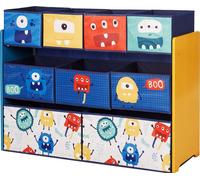 Organisateur jouets enfants GINGER HOME, bois MDF et tissu, 9 bacs colorés