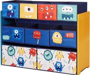 Organisateur jouets enfants GINGER HOME, bois MDF et tissu, 9 bacs colorés