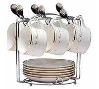 Organisateur métallique Unyqoos® pour tasses et assiettes, galvanisé, finition argentée, avec 6 crochets – capacité pour 6 tasses et 6 assiettes, idéal pour le rangement et le séchage