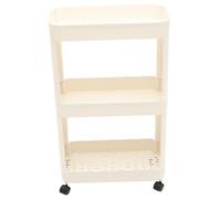 Organisateur Multi-fonctionnel en Plastique de Rangement à Roulettes Beige | Grosse Capacité, Usage Balcon et Chambre, pour Articles de Toilette et Petits Objets