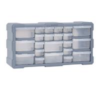 vidaXL Organisateur Multi-tiroirs avec 16 Tiroirs Centraux Armoire de Rangement Unité d'Organisation Stockage Boîte à Clous Gris 52x16x37 cm