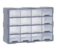 vidaXL Organisateur Multi-tiroirs avec 16 Tiroirs Centraux Armoire de Rangement Unité d'Organisation Stockage Boîte à Clous Gris 52x16x37 cm