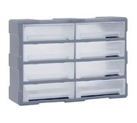 vidaXL Organisateur multi-tiroirs – 8 grands tiroirs – Gris 52x16x37 cm