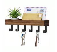Organisateur mural de clés avec étagère de rangement, crochets magnétiques ou adhésifs pour clés, porte-clés en bois avec compartiment pour le courrier, convient pour l'entrée, le camping-car, le salo