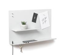 Organisateur mural en métal, 49x9x30 cm, 3 en 1, avec tableau magnétique, blanc