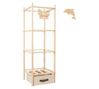 Organisateur pour jouets en peluche, en bois naturel, avec plusieurs niveaux de rangement, de couleur jaune