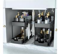 Organisateur pour meuble sous-vasque avec fermeture éclair - Lot de 2 organiseurs pour meuble de salle de bain - Panier de rangement à 2 niveaux pour tiroir - Paniers de rangement multifonctionnels po